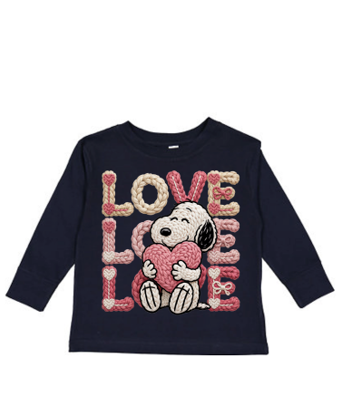 Faux yarn Snoopy LOVE Long Sleeve